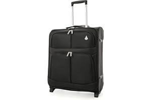 Aerolite easyJet British Airways maksymalny limit 60 l lekka 2 koła podróżna podręczna kabina bagaż walizka, Czarny, 56 cm, Bagaż podręczny