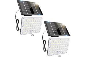 AVANLO Set med 2 solcelldriven säkerhetslampor med 184 LED och 3-läge rörelsesensor, vattentät IP65, 5 m kabel, för trädgård, gårdsplan, garage, veranda (kallt vitt)