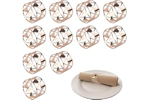 WakiHong 12 Pezzi Anelli per Tovaglioli Triangolo Cavo Ferma Tovaglioli Natalizi Triangolo Cavo Portatovaglioli Oro Rosa per tovaglioli per Cena, Anniversario,Feste Anelli Portatovaglioli