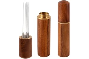 MUNSKT 8 igieł, przenośne mieszadło do kawy, elastyczne ze stali nierdzewnej, z drewnianym uchwytem, narzędzia do optymalizacji dystrybucji espresso