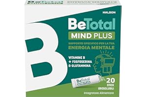 Be-Total Mind Plus, Integratore Alimentare con Vitamina B, Fosfoserina, L-Glutammina, Supporto per Stanchezza Mentale, Memoria e Concentrazione, Adulti e Bambini 6+, 20 Bustine
