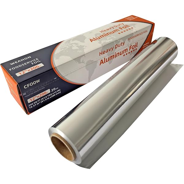 Papier Aluminium épais Professionnel 30 Cm X 61 M (20 Microns) Avec Coupe-dents Pour Four, Friteuse Air, Cuisson