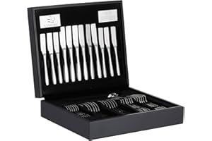 Viners Eden 44 Piece 18/10 Silver Stainless Steel Cutlery Set in Wooden Gift Box