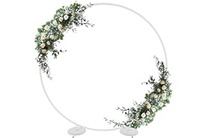MSKIRA 2M/ 6.6ft Round Backdrop Stand Stability & Durability Metal Background Support Circle Balloon Arch Kit Garland Frame for Indoor and Outdoor Party Wedding Decorations (White)