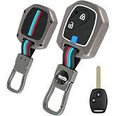 Coll of Fest Coll of Fest Premium Metal Silicon Key Cover Compatible with Honda Civic | Jazz | City | Brio | Amaze | WR-V | CR-V (2006-2015) 2 Button Full Metal Protections