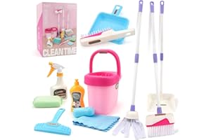 Coolplay Kinder Besen Set, Schaufel und Besen Set 12pcs Kinder Putzset, Kinderbesen Set ab 2 Jahre Rosa Mädchen Spielzeug ab 3 Jahren