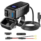 Coverzone Motosiklet Hızlı Şarj Cihazı 12V-24V Su Ge&ccedil;irmez &Ccedil;ift USB Type-C PD Hızlı Şarj Portu Gidon Bağlantılı Telefon Table