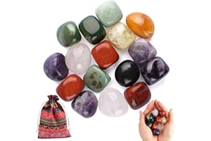 HOPTON Bunter Edelsteine Große 200g, 2–3 cm Edelsteine für Kinder, Mix Trommelsteine, Glückssteine, Kristalle Steine, Wassersteine, Heilsteine Dekosteine im bunten Stoffbeutel für Vasen Brunnen Aquarium