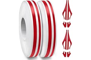 Spurtar Cinta Pinstriping para Coche - Fileteado Adhesivo de Vinilo para Auto y Moto, Línea Central 5mm con Espacios 2.5mm, 19.6m Rojo