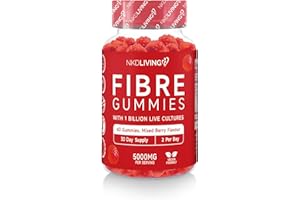 NKD Living High Fibre Inulin Gummies (60 Vegan Gummies) 5g of Fibre per Serving - with 1 Billion Live Cultures - Gut Health and Digestive System Support
