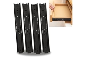 CYEER 2 Pairs Full Extension Drawer Runners, 300mm Heavy Duty 40kg Load Capacity Side, Black Kitchen Cabinet Slides Replacement Rails Guide Glideswith Ball Bearing Slides
