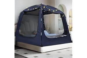 RIYDH Bed Tent Bed Canopy Portable Dream Tents 4 Doors 80% Blackout - Indoor Breathable Sleeping Tents Privacy Space Tents for Adult with String Light