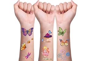 CHANEEHANN 300+ Tattoo Kinder Mädchen,Schmetterling Tattoo Sticker Hautfreundlich,Glitzer Tattoo Set Kinder kindgerechte Designs für Kindergeburtstag Party Mitgebsel Hautfreundliche Temporäre Kindertattoos