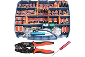 ‎JRREADY JRready ST6303 Deutsch DT-Stecker-Set 520-teilig mit Crimper ACT-LY-16DT, 2-polige Anschlüsse, 3 4 6 8 12-polig mit Größe 16 geprägten Kontakten, Automobilstecker mit Demontagewerkzeug