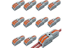10 stycken anslutningsternimal, 1 i 2 ut anslutningsklämma, med spak, anslutningsklämma med tryckspak bilateralledare, 4 mm² ledarklämma, kombinerbara genomföringskontakter (1 IN 2 utomhus)
