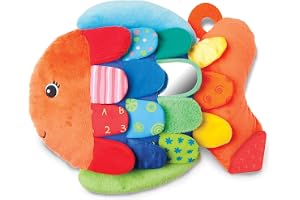 Melissa & Doug Flip Fish Baby Toy, Developmental Toy, Squeaker Tail, Shatterproof Mirror, Washable Fabrics, 9.75â€ H x 13â€ W x 4â€ L