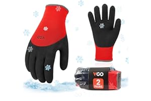 Vgo... 2paia Guanti Lavoro Invernali con Palmo Antiabrasivo Rivestito in Lattice, Guanti Termici Elastico Uomo&Donna per Edilizie Cella Frigoriferia Legnameria