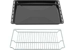 ICQN bakplåtsgaller set 46,5 × 37 × 3 cm, kompatibelt med Siemens, Bosch, Beko, Constructa, Neff & Amica, emaljerade bakplåta