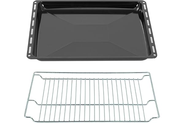 ICQN Set Plaque de Four 46,5 × 37,5 × 3 cm + Grille, Compatible avec Siemens, Bosch, Beko, Constructa, Neff & Amica, Plaque Émaillée 30 mm + Grille