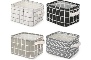 Ballery Cestini Portaoggetti, Set di 4 Scatole Portaoggetti Mini Cesta di Stoccaggio Pieghevoli Cestelli di Immagazzinaggio con 2 Maniglie per Bambini, Giocattoli, Libri, Scaffali e Scrivanie