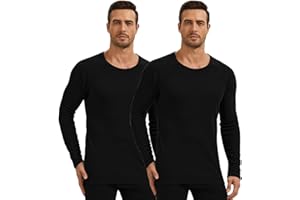 AMZSPORT Camiseta Termica Hombre de Manga Larga Cálida Interior Cuello Redondo Capa Base