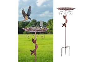 Restorgan Vogelbad für den Garten,Vogeltränke Stehend,35In Metall Vintage Freistehendes Vogelbad mit Stabiler 5-Zinken-Basis,Vogeltränke Groß Frostsicher Winterfest (Antike Bronze)