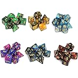 Moncolis 6 x 7 (42 Stück) Polyedrische Würfel Set mit Säckchen Doppel-Farben Polyedrischer Spielwürfel für Dungeons and Drago