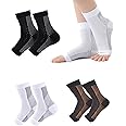 NHCDFA 3 Pairs Compression Socks, Compression Socks for Women, Compression Socks for Men, Ankle Support, Foot & Ankle Swelling, Achilles Tendon, Heel Pain, Injury Recovery