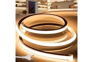 BRIMETI Neon LED Strip 3000K Varmvit LED-Remsa 10M 220V Vattentät IP65 Strip Flexibel Silikon 120LED/m Ljusremsa med Netzteil