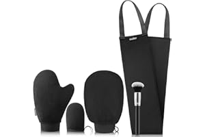 CeleCily Premium Reusable Tanning Mitt - UK Patented Fake Tan Mitt Set with Leakproof-lined Self Tan Mit, Back Tanner Applicator, Face Tanning Gloves, Exfoliate Mit, Tanning Brush