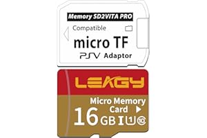 LEAGY SD2Vita Adaptateur de Carte mémoire 5.0 avec Carte Micro SD 16 Go, Carte mémoire Flash microSDHC UHS-I Haute Vitesse avec Adaptateur de Carte Micro SD PSV 1000/2000 PSTV FW 3.60 HENkaku Enso