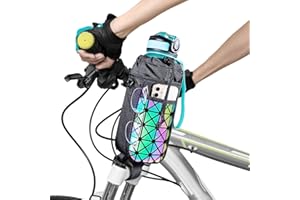 Portaborraccia Bici, [con Segnaletica Riflettente] Spopal Bici Portatile Portaborraccia Senza Viti, Porta Borraccia MTB con Tasche in Rete per Sedia a Rotelle Moto Scooter Trekking, Accessori Bici