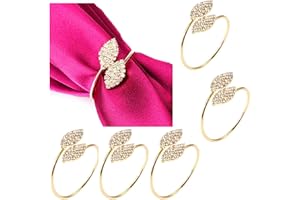 ANLOO Ronds et porte-serviettes, 12 pièces Anneau de serviette en métal porte-boucle de serviette pour la décoration de table (feuille-or)