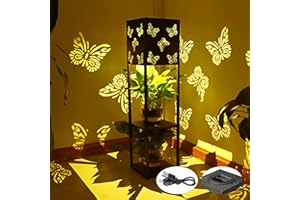 RJEDL Lanterne solaire pour extérieur, lanterne solaire en métal vintage de 32 pouces de haut, lumières papillon, lumières étanches IP65, lumières de jardin décoratives, lumières de chemin de jardin