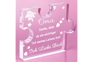 RISFIHEI Oma Geschenk, Geschenk Oma Geburtstag, Gravierte Acryl Block Puzzle, Geschenke für Oma zum Großelterntag Muttertag Weihnachten, Sinnvolle Geschenke für Oma (Oma)
