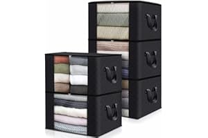 Dottall Lot de 5 Grand Sac de Rangement sous lit, Vestes organisateurs avec Poignée Renforcée, pour Couettes Vêtements Couvertures Oreillers et Jouets (60 x 43 x 35 cm)