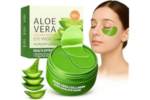 EHIOG 60 Pezzi Patch Occhi Aloe Vera e Collagene, Maschera Idratante Contorno Occhi, Anti-Rughe, Anti-Occhiaie, Riduce Borse e Gonfiore, con Acido Ialuronico