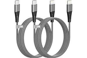 TEIONE Câble iPhone USB C 2M/Lot de 2[Certifié Apple MFi], Câble Type-C vers Lightning Cable Chargeur iPhone Charge Rapide Nylon Cable Lightning USB-C Cordon Fil pour i-Phone 14 13 12 11 Pro Max/Mini/XS/8/SE