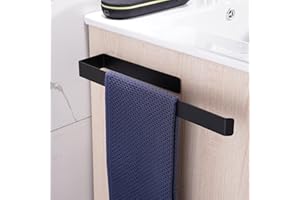 Aikzik Handtuchhalter, Handtuchhalter ohne Bohren, Aluminium Vollmetall Geschirrtuchhalter für Bad & Küche, Schwarz matt