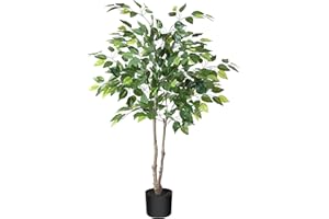 Kazeila Lush Artificial Tree in Black Pot Ficus 120cm Artificial Plants Tree Indoor Plant for Home Living Room Bedroom