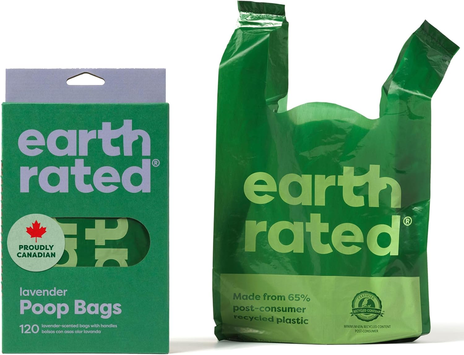 Earth Rated Dog Poo Bags with Handles, Easy Tie and Guaranteed Leakproof, Lavender Scented, 120 Bags
