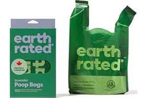 Earth Rated Dog Poo Bags with Handles, Easy Tie and Guaranteed Leakproof, Lavender Scented, 120 Bags