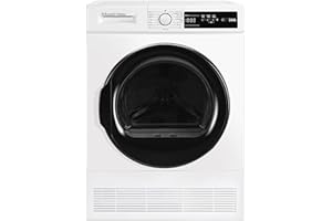 Russell Hobbs Freestanding Condenser Dryer Electric Tumble Dryer 15 Programmes 8kg Capacity 3 Heat Settings LED Display DelayStart Anti-Crease Child Lock Black Clothes Dryer RH8CTD111B