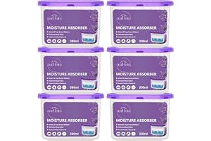 Moisture Absorber lavender scent box 6 Pack, Dehumidifier Boxes Humidity Absorber in Wardrobes, Bedrooms, Bathrooms (220g pack) 6 bags