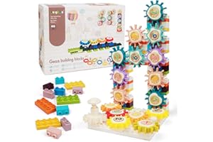 burgkidz blocchi da costruzione ad ingranaggi, 68 pezzi di blocchi da costruzione grand, kit di costruzione STEM per bambini e bambine di età superiore ai 3 anni