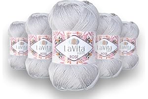 LaVita Yarn ROSE Hilo de Tejer a Mano Pack de 5 Piezas Hilo 100% Acrílico 1 Ovillo 100gr 350mt (6036)