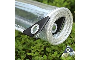 FENGSHOUU wasserdichte Transparente PVC Plane mit Ösen,Wetterfeste Plane Strapazierfähige Vordächer Faltbar,0,35mm Regenschutz Abdeckplane für Gartenmöbel Pflanzen Gewächshaus Pet Hutch Dach(1.5x4m/4.9x13ft)