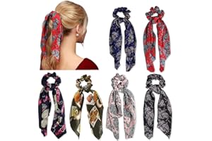 HCIMOOY 6 Pz Capelli Scrunchies Satin Silk Elastic Hair Bands Ponytail Holder Legami scrunchy Accessori per capelli vintage per le Donne Ragazze …