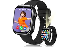 NAIXUES 4G Reloj Inteligente Niño, IP68 Impermeable Smartwatch Niños con GPS y Llamadas, Doble Cámara, Videollamada, Chat de Voz, SOS, Modo Escuela, Linterna, Podómetro Reloj Inteligente Niñas y Niños Negro