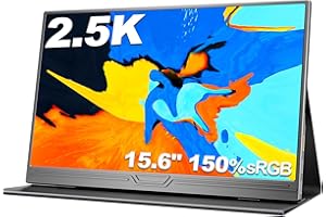 CUIUIC 2.5K Portable Monitor, 500 Nits 150% sRGB 2560x1400 QHD IPS 15.6" Eye Care HDR Display USB-C HDMI External Second Screen w/Smart Case for Mac Laptop Phone PC PS4/5 Xbox Game Console